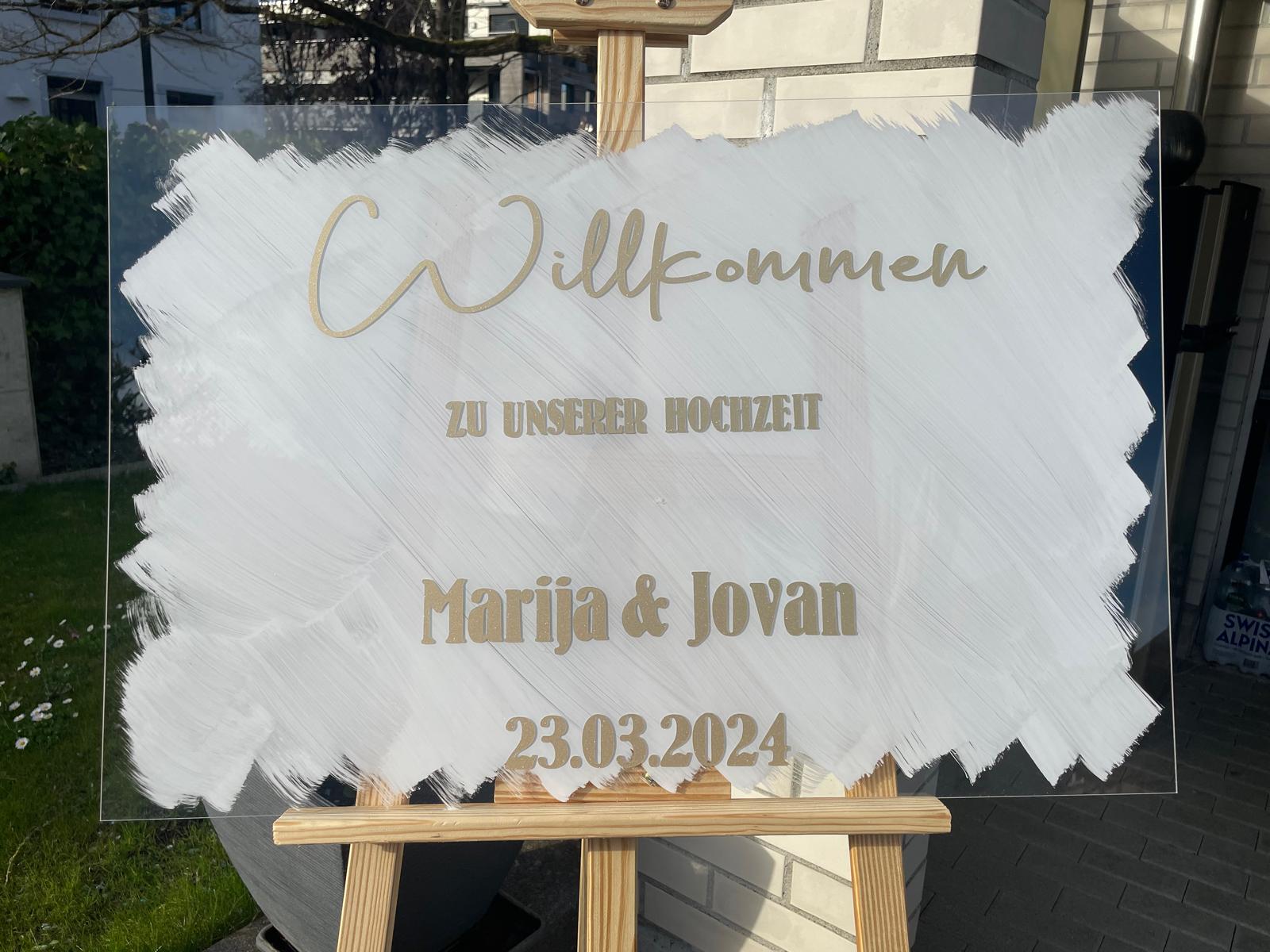Handbemaltes Willkommensschild – Marija & Jovan